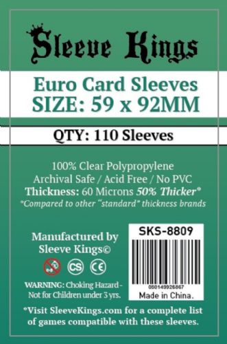 Sleeve Kings Standard Euro Card Sleeves (59x92mm) - 110 Pack, -SKS-8809